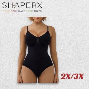 👍*GUC* SHAPERX | 2X-3X | Shaperwear bodysuit camisole & brief - Black
